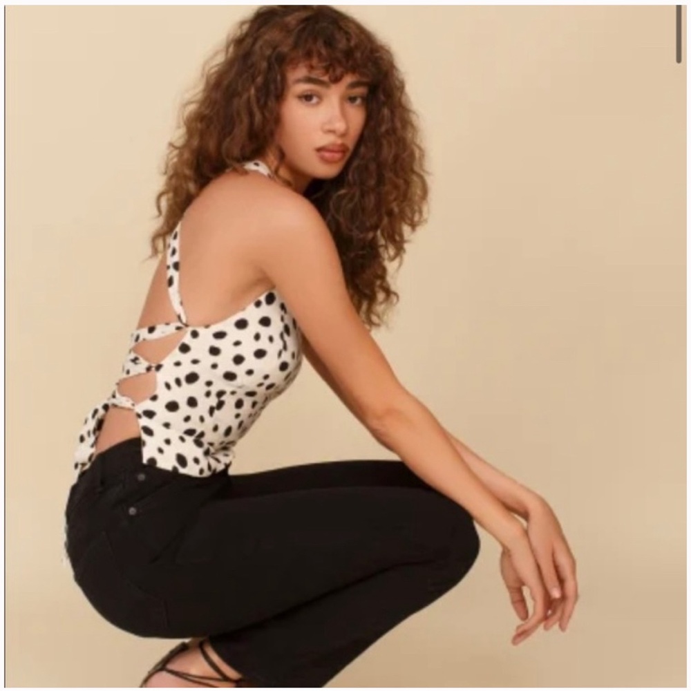 Reformation Cara Polka Dot Crop Top - Picture 2 of 8